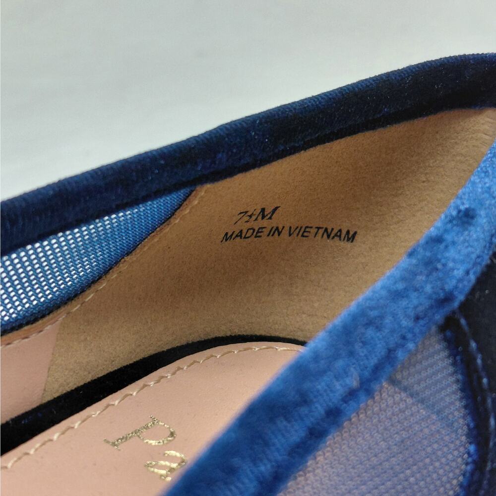 Linea Paolo Pumps Sz 7.5 Navy Velvet Pointed Toe Chic Dress Heels Wedding Party - Picture 9 of 12